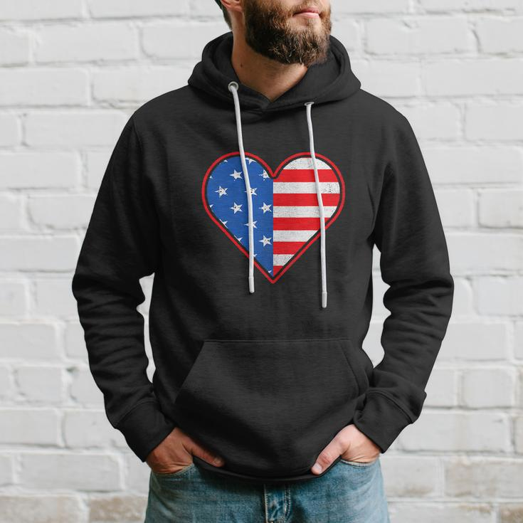 Patriotic American Flag Heart For 4Th Of July Girl Hoodie Gifts for Him