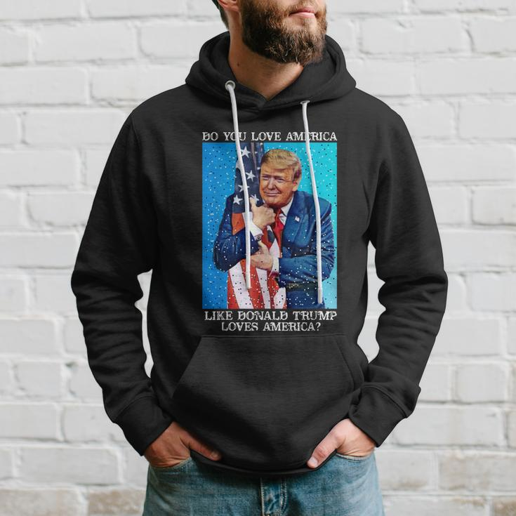 Patriotic Trump Hugging Flag Pro Trump Republican Gifts Hoodie Gifts for Him