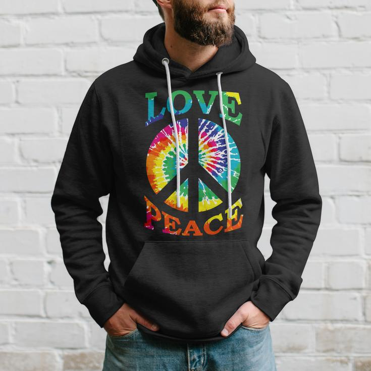 Peace Sign Love Retro 60S 70S Tie Dye Hippie Costume Hoodie Gifts for Him