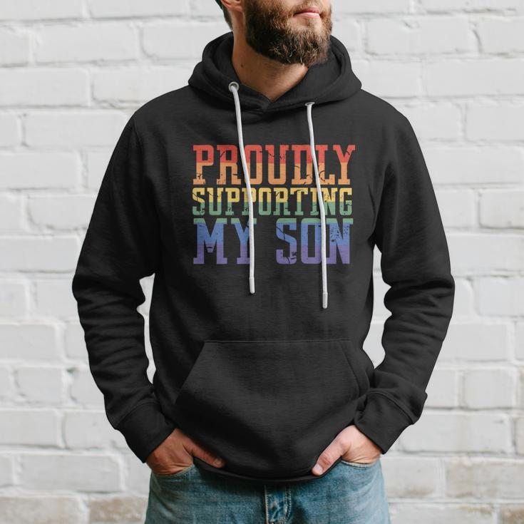 Proudly Supporting My Son Gay Parent Lgbt Proud Mom Dad Gift Hoodie Gifts for Him
