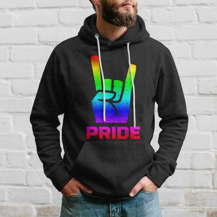 Rainbow Rock Hand Sign Pride Punk Gay Flag Lgbtq Men Women Gift Hoodie Gifts for Him