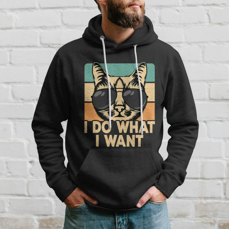 Retro I Do What I Want Funny Cat Lover Hoodie Gifts for Him