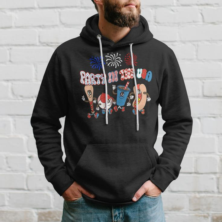 Retro Style Party In The Usa 4Th Of July Baseball Hot Dog V2 Hoodie Gifts for Him