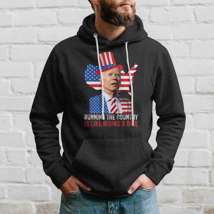 Running The Country Is Like Riding A Bike Anti Biden Hoodie Gifts for Him