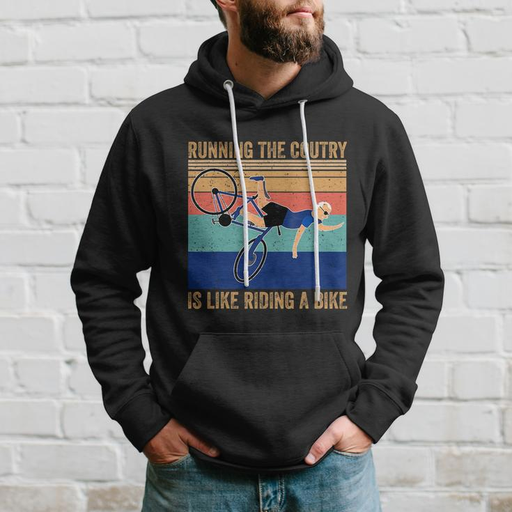 Running The Coutry Is Like Riding A Bike Joe Biden Vintage Funny Biden Hoodie Gifts for Him
