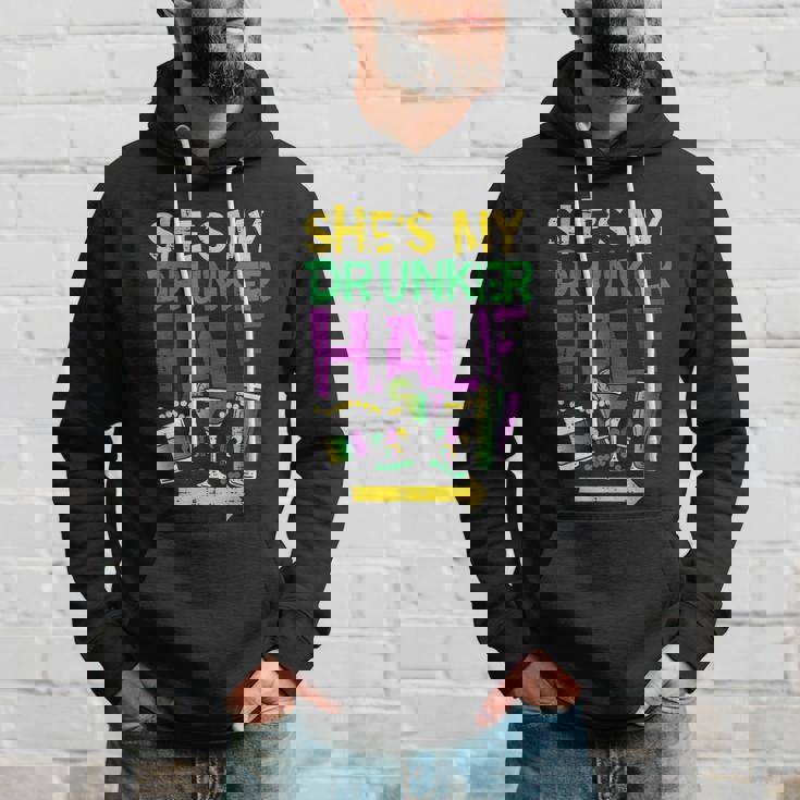 Shes My Drunker Half Matching Couple Boyfriend Mardi Gras Men Hoodie Gifts for Him