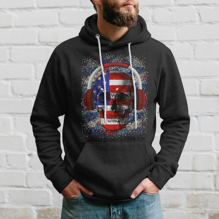 Skull Headphone Usa Flag 4Th Of July Hoodie Gifts for Him