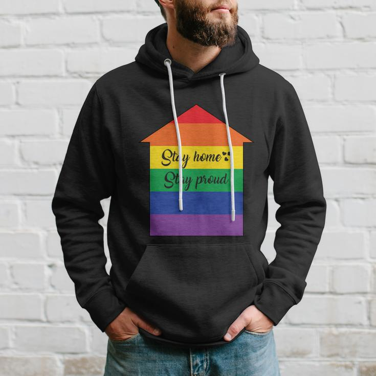 Stay Home Stay Proud Lgbt Gay Pride Lesbian Bisexual Ally Quote Hoodie Gifts for Him