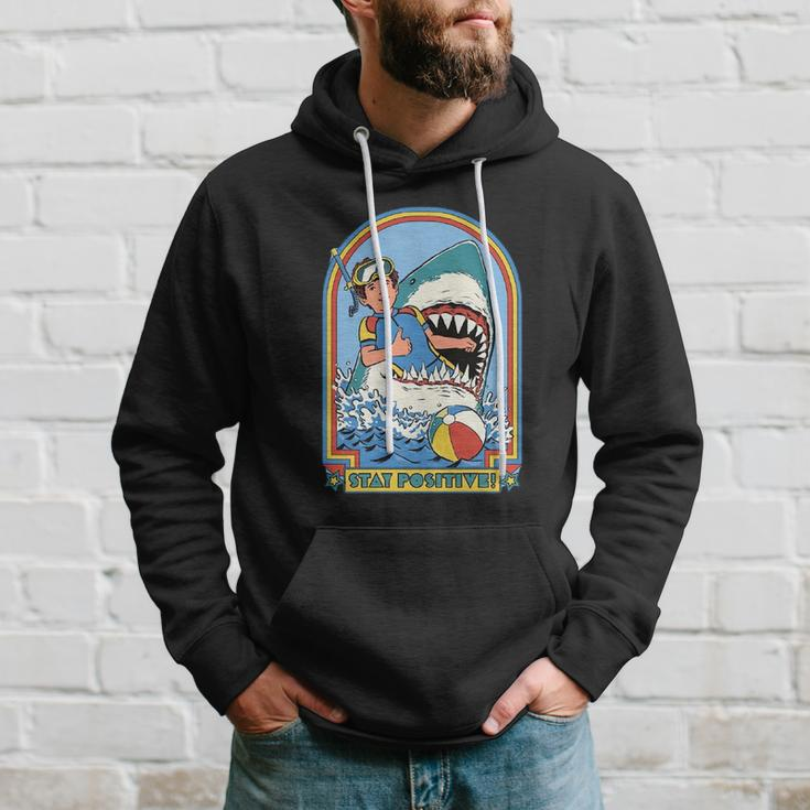 Stay Positive Shark Attack Comic Hoodie Gifts for Him