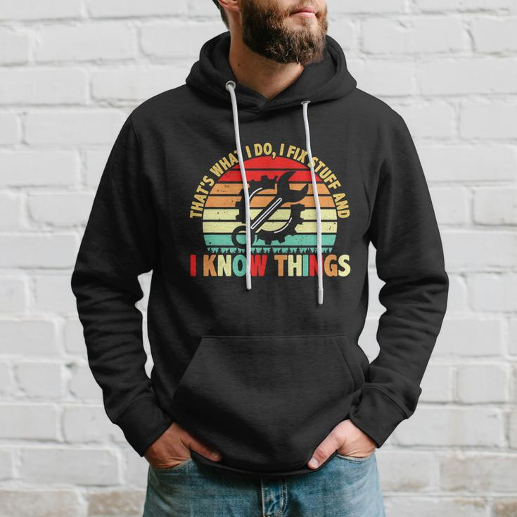 That What I Do I Fix Stuff I Know Things Vintage Mechanic Hoodie Gifts for Him