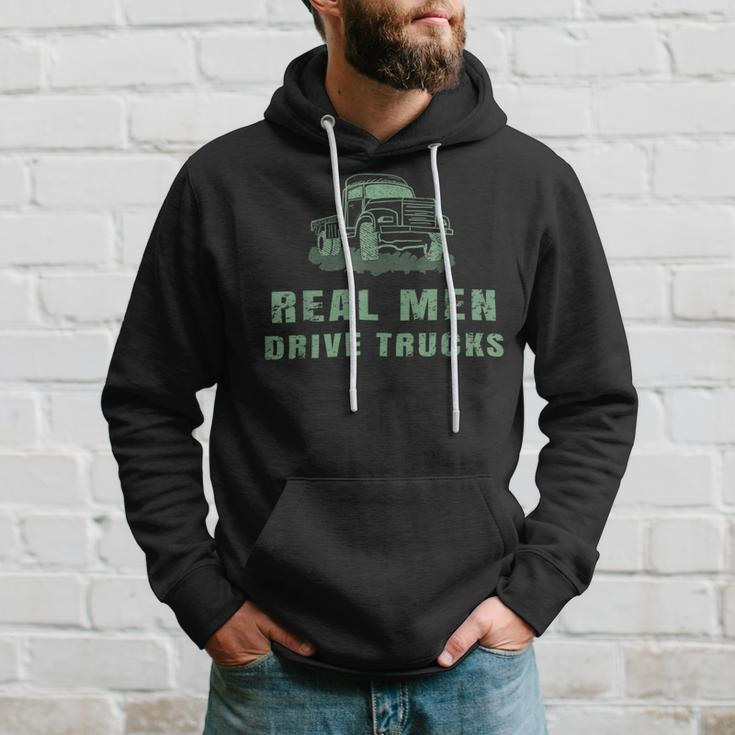 Trucker Trucker Real Drive Trucks Funny Vintage Truck Driver Hoodie Gifts for Him