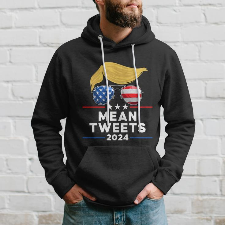 Trump 2024 Mean Tweets Usa Flag Sunglasses Funny Political Gift Hoodie Gifts for Him