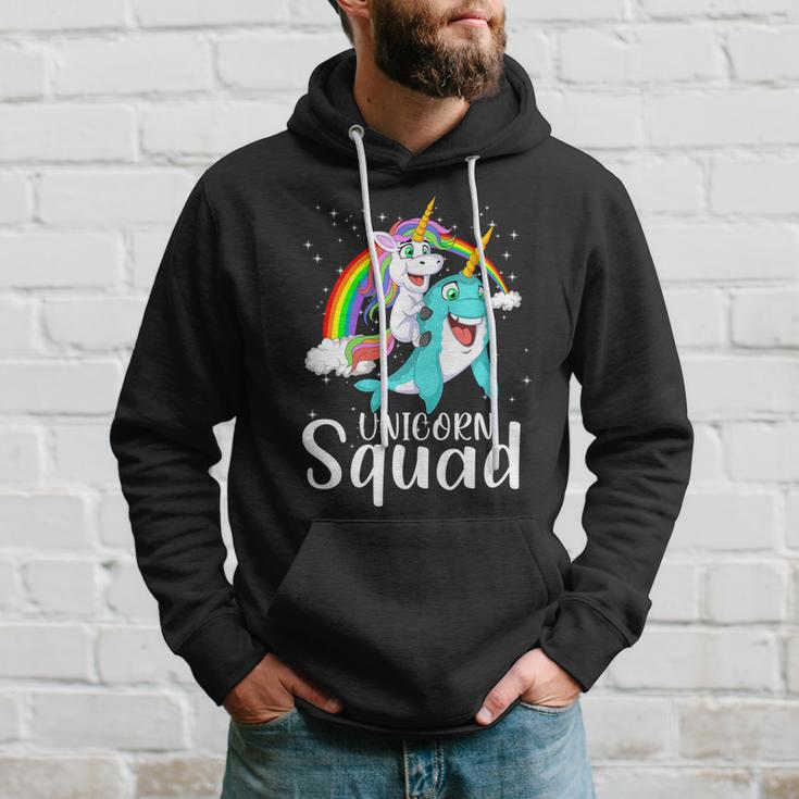 Unicorn Squad Magical Unicorn Riding Narwhal Hoodie Gifts for Him