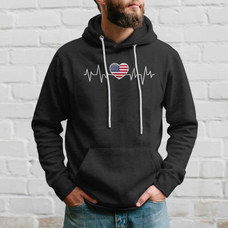 United States Heartbeat American Flag American Pride Gift Hoodie Gifts for Him