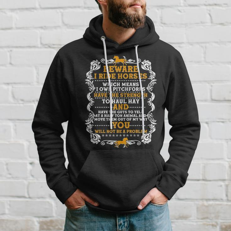 Vintage Beware I Ride Horses Hoodie Gifts for Him