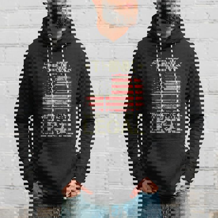 Vintage Old American Flag Think While Its Still Legal Hoodie Gifts for Him