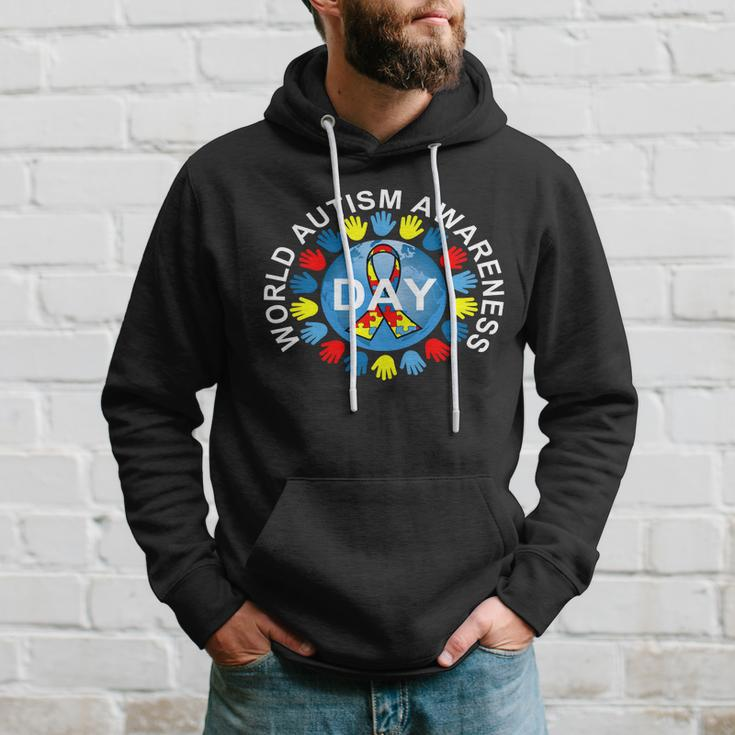 World Autism Awareness Day Earth Puzzle Ribbon Tshirt Hoodie Gifts for Him