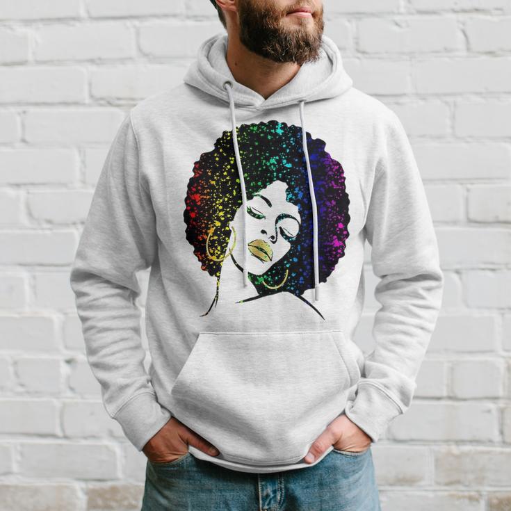 Black Girl Magic Rainbow Afro Queen Diva Lips Paint Drip Men Hoodie Thegiftio