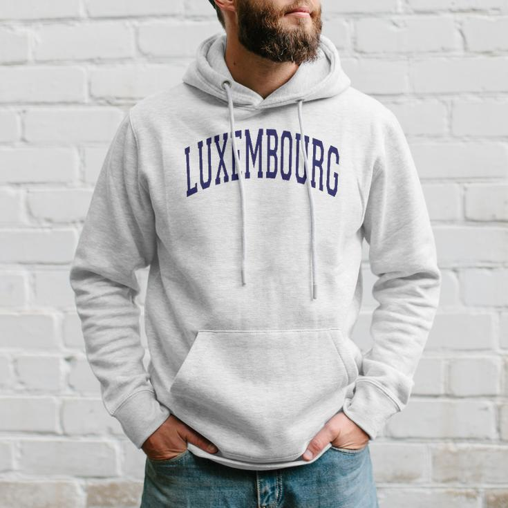 Luxembourg Varsity Style Navy Blue Text Hoodie Gifts for Him