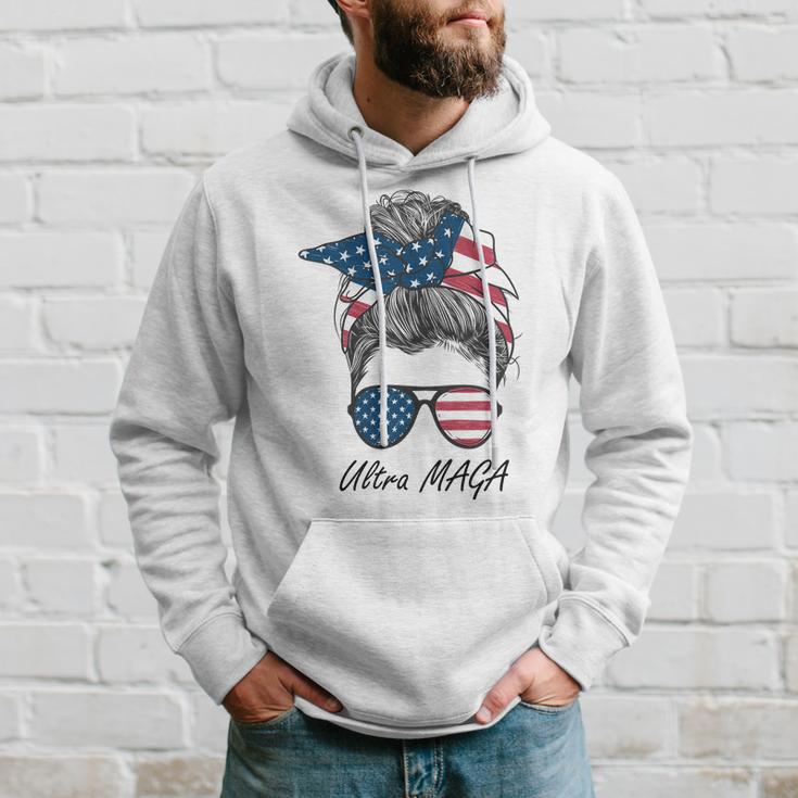 Ultra Maga Messy Bun Parody Trump 2024 Anti Biden Tshirt Hoodie Gifts for Him