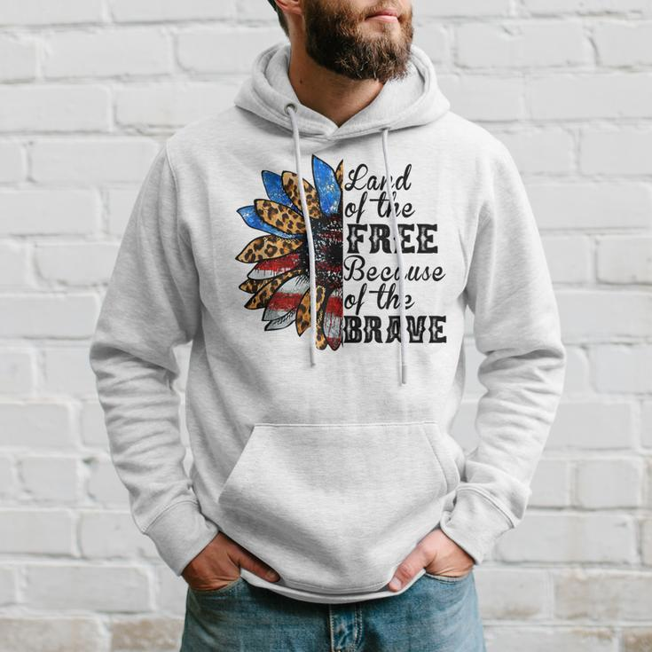 Vintage Usa Flag Sunflower Land Free Because Brave  Hoodie Gifts for Him