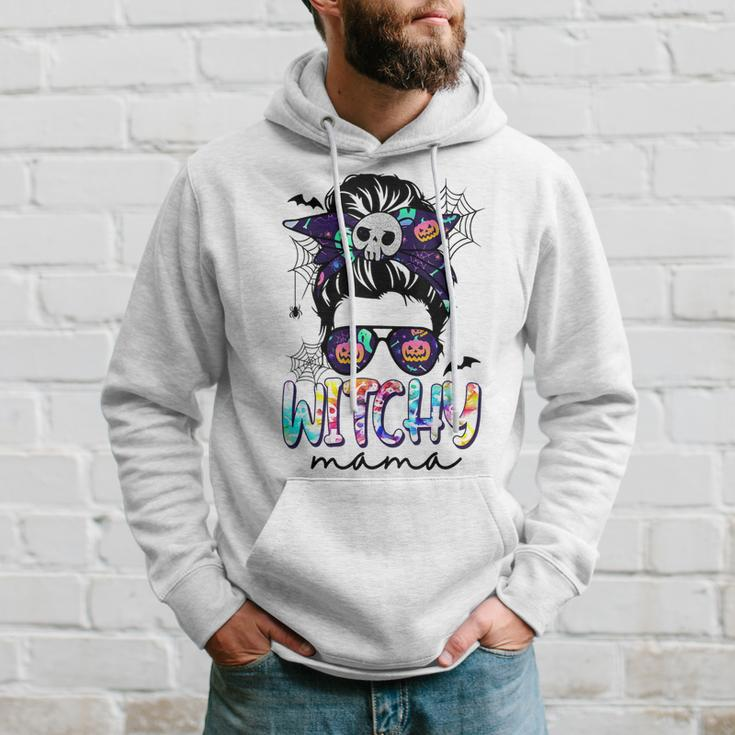 Witchy Mama Messy Bun Hair Women Halloween Vibes Men Hoodie Gifts for Him