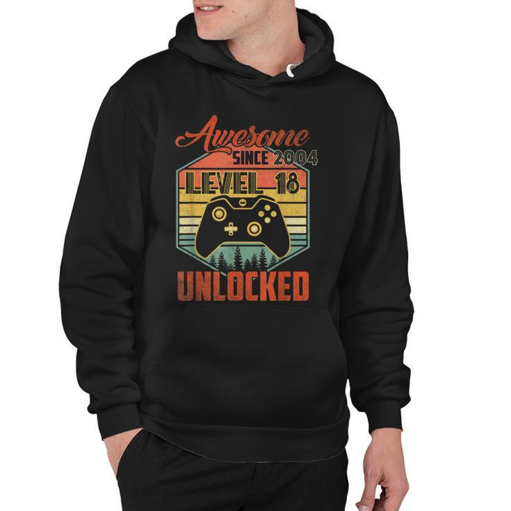18Th Year Old Birthday Gift Awesome Since 2004 Video Gamer  Hoodie