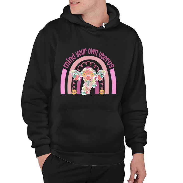 1973 Pro Roe Rainbow Mind You Own Uterus Womens Rights Hoodie