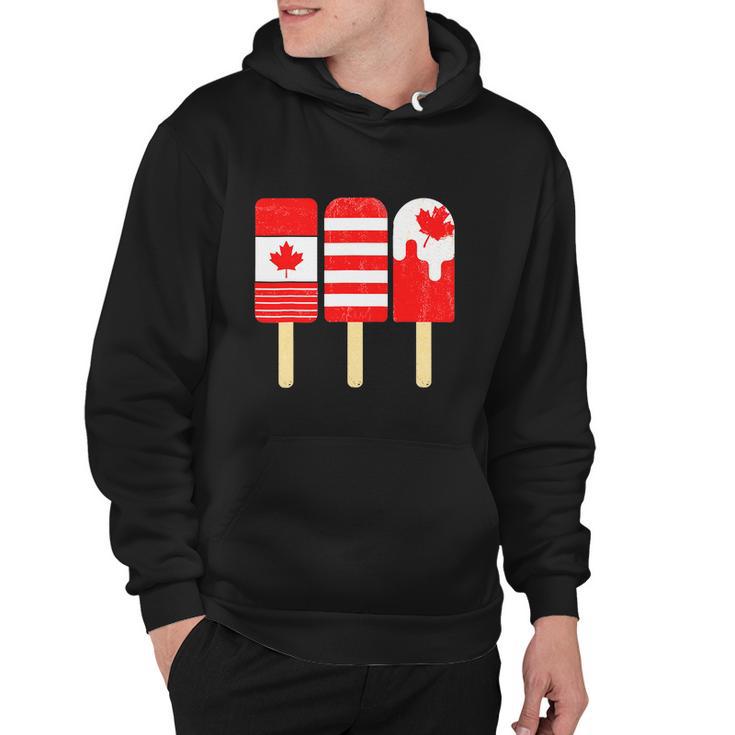 1St Of July Popsicle Red White Funny Canadian Flag Patriotic Hoodie