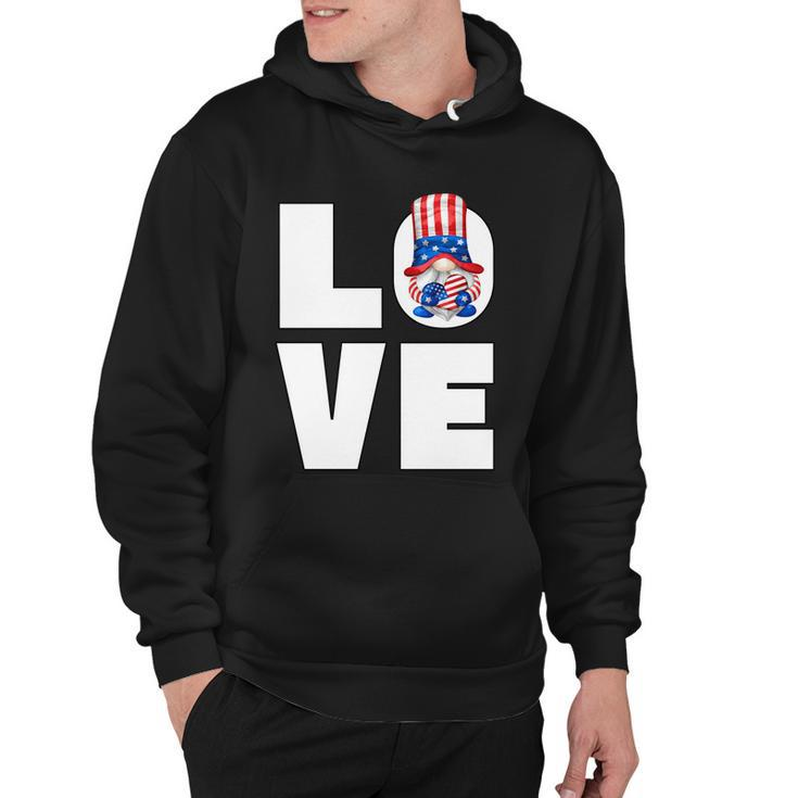 4Th Of July Gnome For Women Patriotic American Flag Heart Gift Hoodie