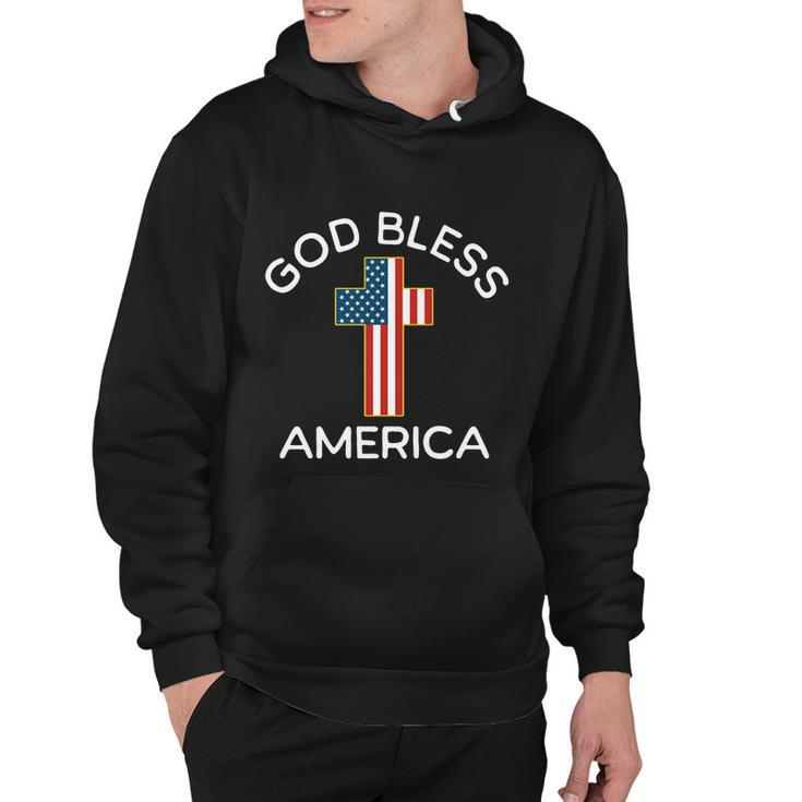 4Th Of July God Bless America Cross Flag Patriotic Religious Gift Hoodie