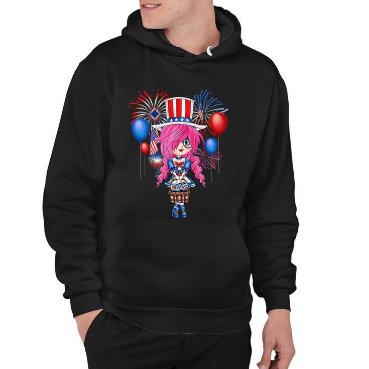 4Th Of July Japanese Anime Merch Cute Manga Teen Girls Women Hoodie