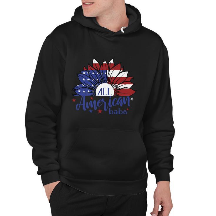 All American Babe Sunflower American Flag 4Th Of July Hoodie