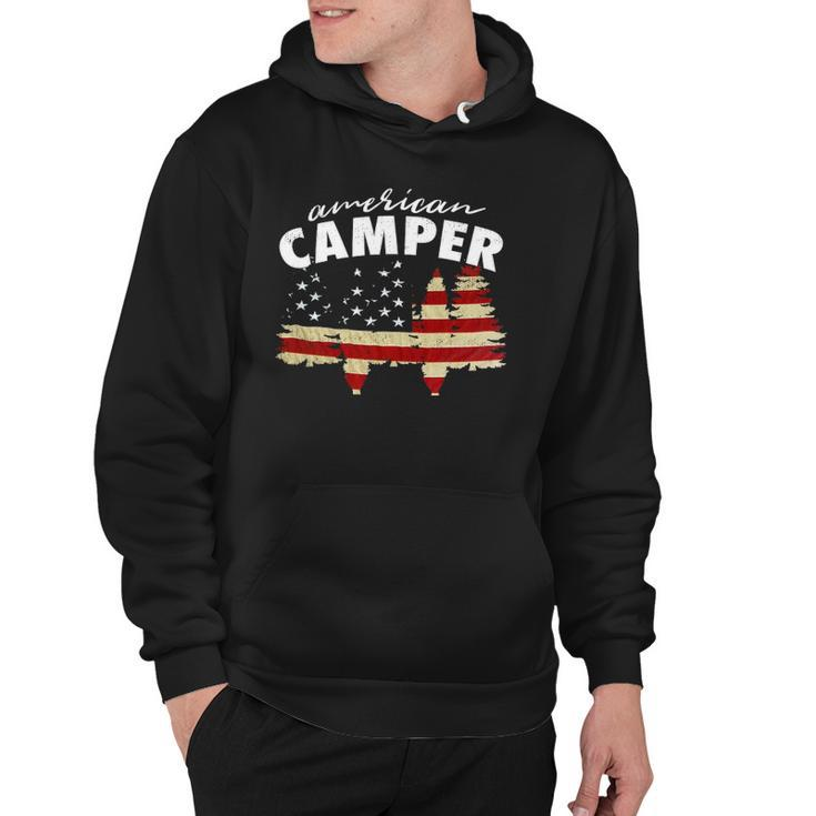 American Camper US Flag Patriotic Camping Hoodie