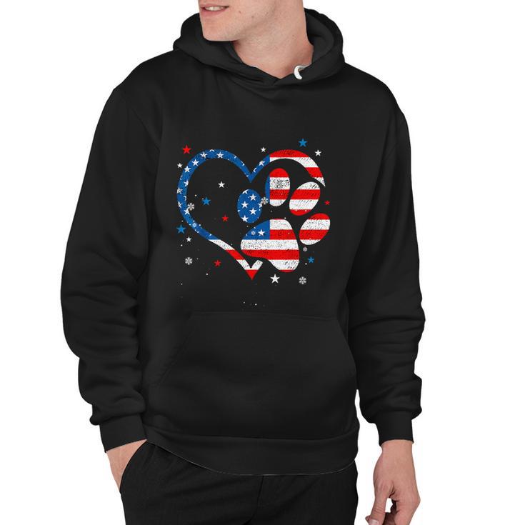 American Flag Patriotic Dog & Cat Paw Print 4Th Of July Hoodie