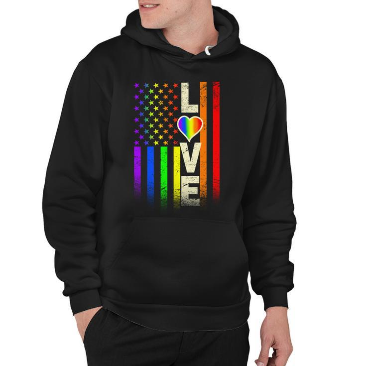 American Love Gay Pride Rainbow Flag Hoodie