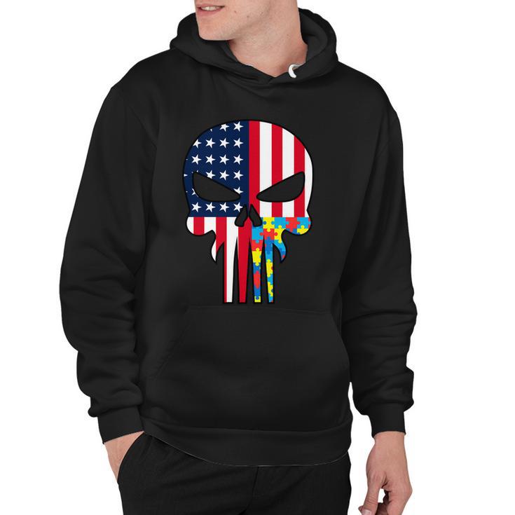 Autism Awareness American Skull Tshirt Hoodie