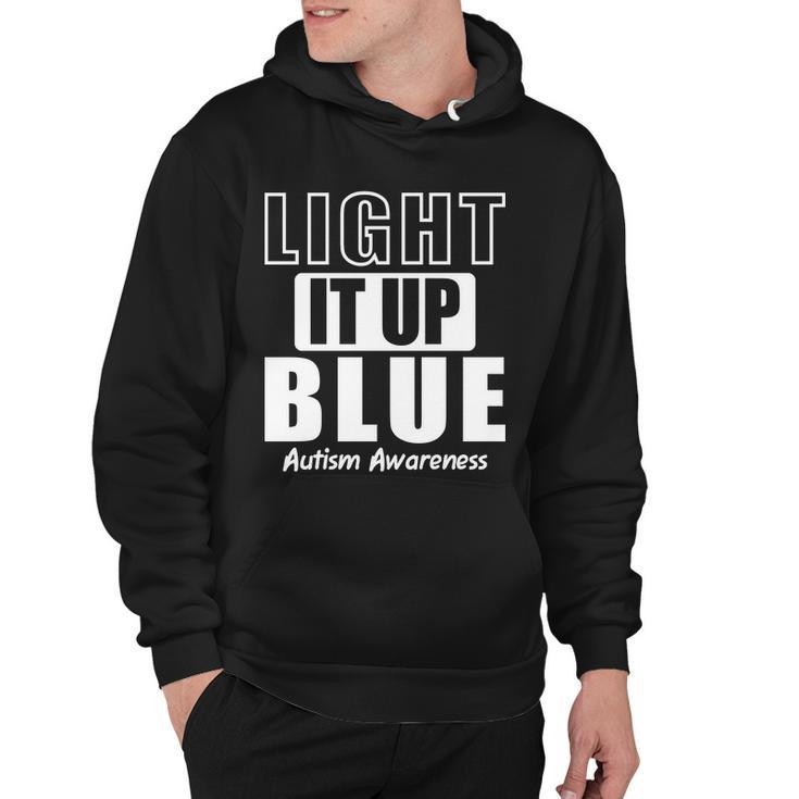 Autism Awareness Light It Up Blue Text Logo Hoodie