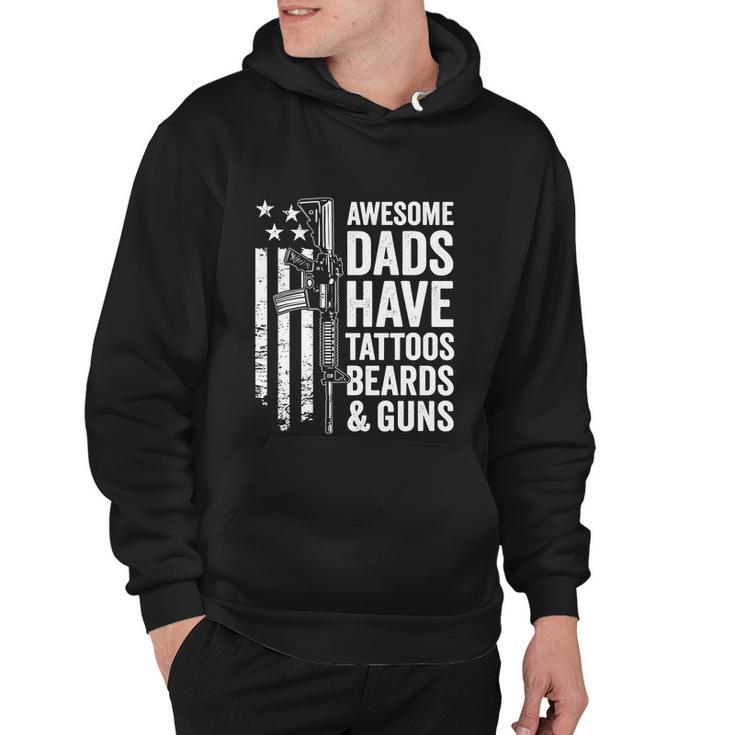 Awesome Dads Have Tattoos Beards Guns Fathers Day Hoodie