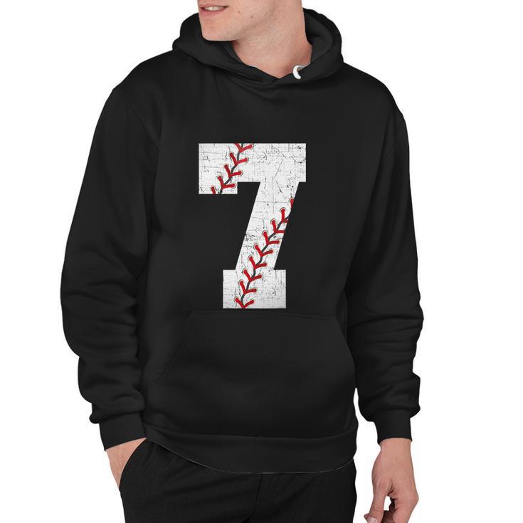 Baseball Softball Lover Seven Years Bday 7Th Birthday Boy Hoodie