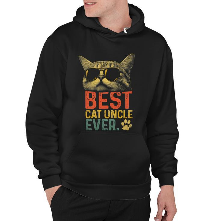 Best Cat Uncle Ever Vintage Cat Lover Cool Sunglasses Funny Hoodie