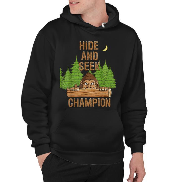 Bigfoot Hide And Seek Champion Funny Sasquatch Forest  V2 Hoodie