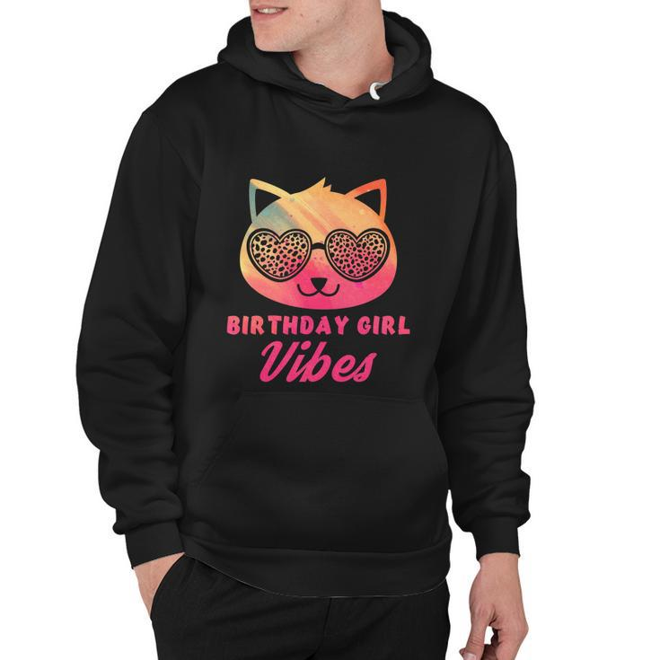 Birthday Girl Vibes Colorful Funny Cat Kitty Leopard Eyes Girls Hoodie