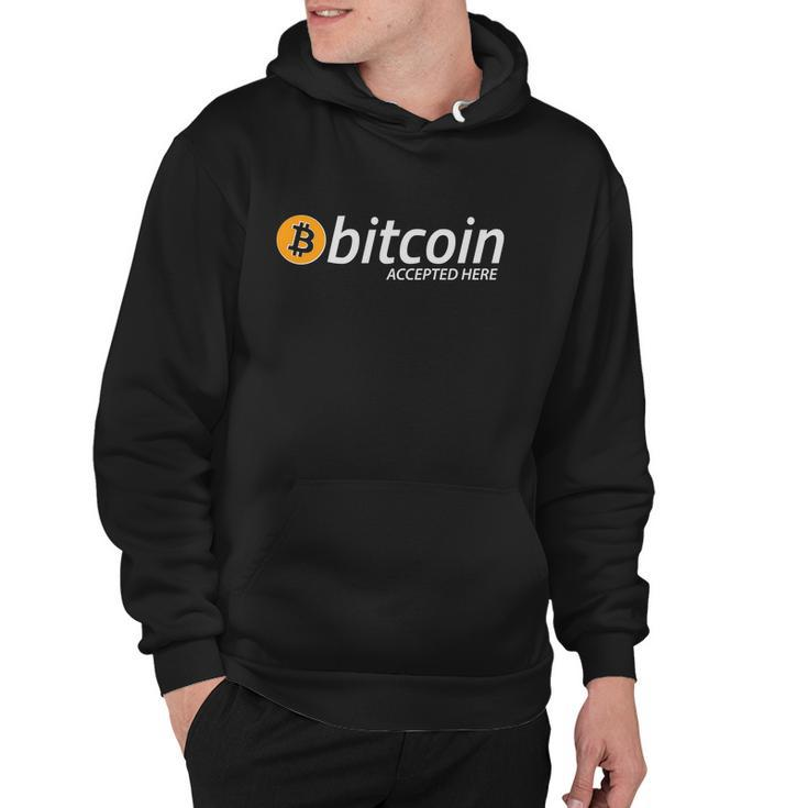 Bitcoin Accepted Here Cryptocurrency Logo Hoodie