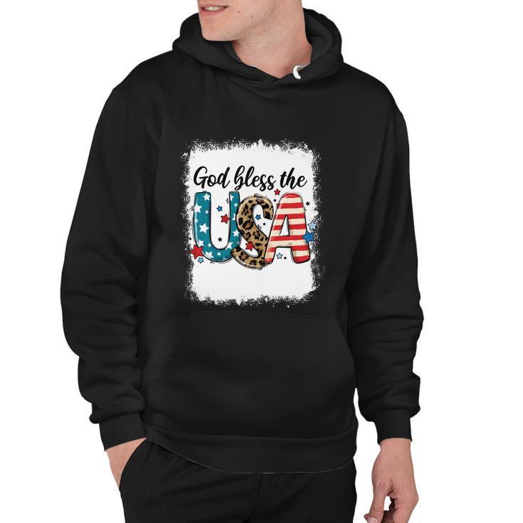 Bleached 4Th July God Bless The Usa Patriotic American Flag Gift Hoodie