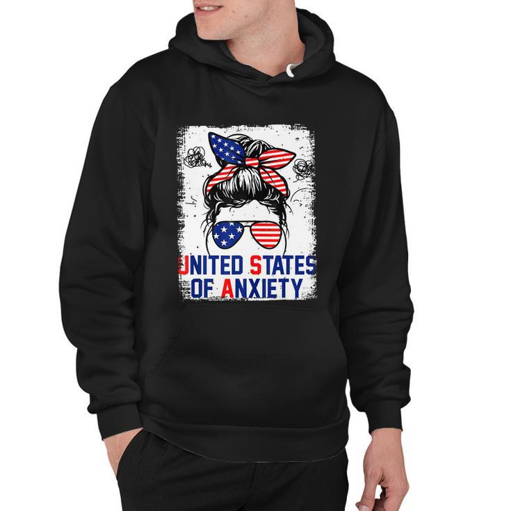 Bleached Messy Bun Funny Patriotic United States Anxiety Hoodie