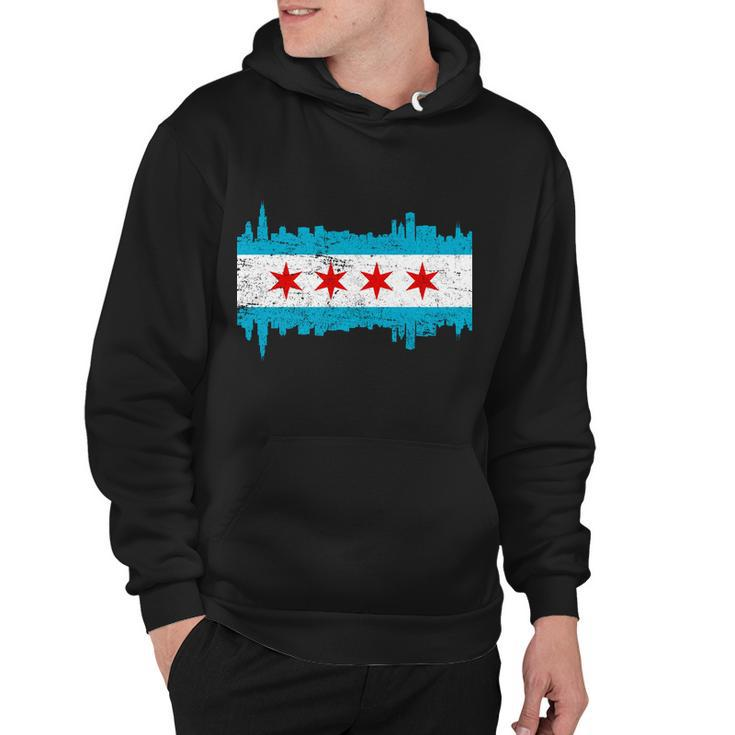 Chicago City Skyline Flag Vintage Hoodie