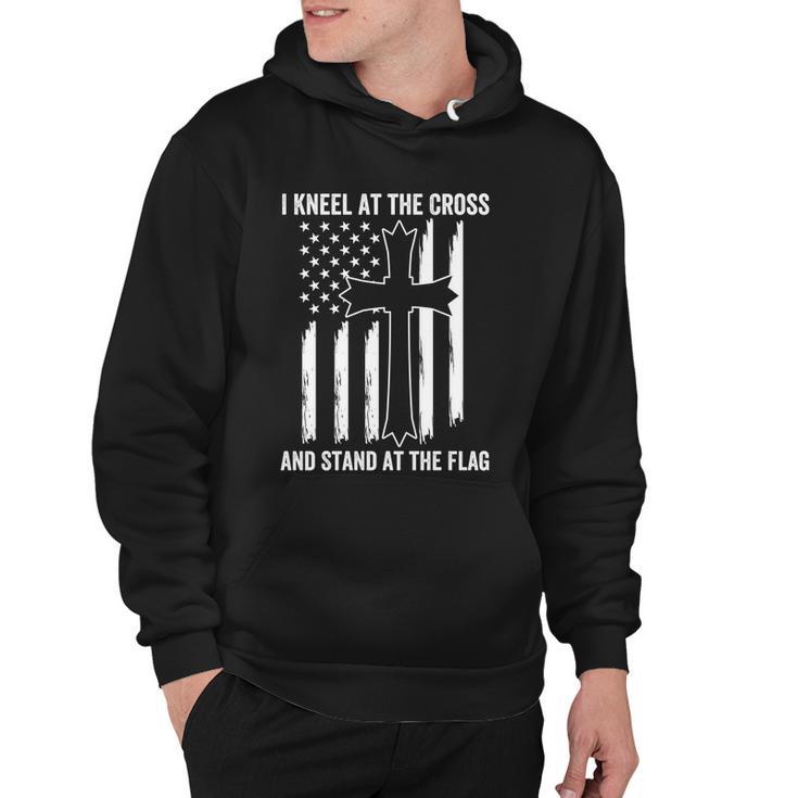 Christian I Kneel At The Cross And Stand At The Flag Gift Hoodie