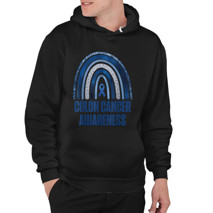 Colon Cancer Awareness Blue Ribbon And Rainbow New Awareness Hoodie