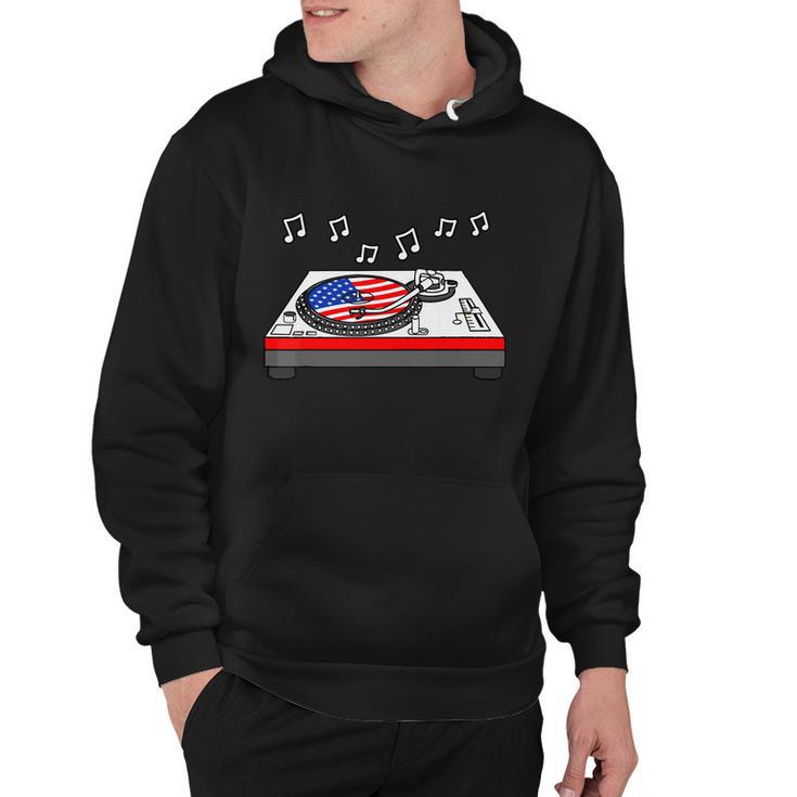 Cool Vinyl Record Us Flag 4Th Of July For Men Women Vinyl Turntable Hoodie